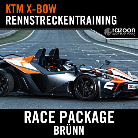 Race Package Rennstreckentraining Brünn: 6-8 Runden (30-35 km, 20 Min.) im KTM X-BOW. Mit über 200 km/h zur Zielgerade. Werde selbst zum Rennfahrer.